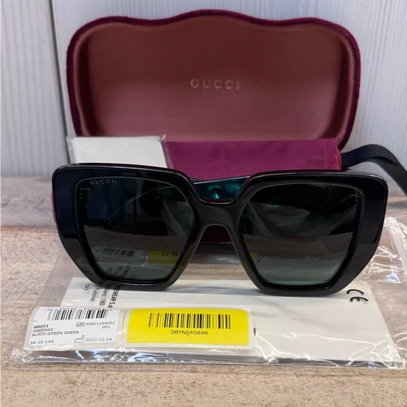 GUCCI GG0956S 001 Square Black Green 54 mm Women's Sunglasses